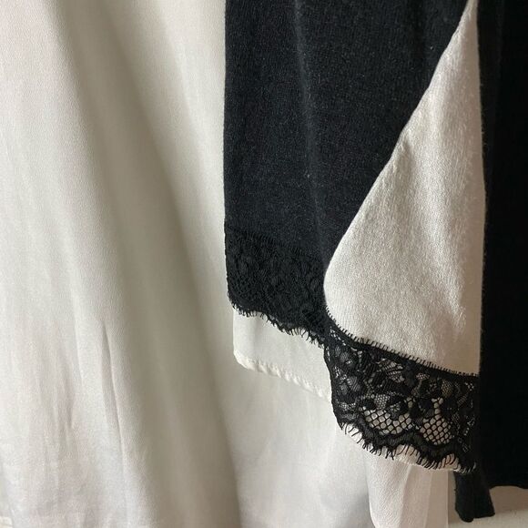 Chico’s Split Back Black & White Cardigan Sweater - Picture 5 of 10